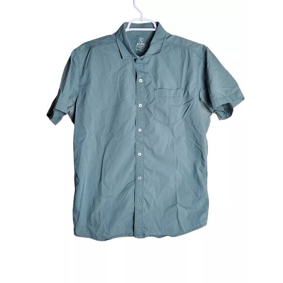 Kuhl Generatr Men‎ M Tapered Fit Blue Teal Short Sleeve Button Shirt Style 7311 - Picture 1 of 5